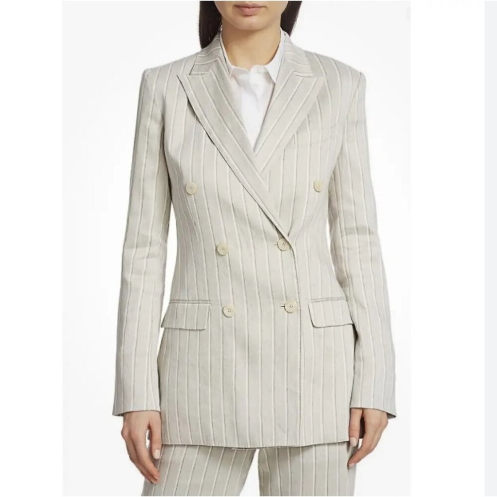 Brand new Theory Linen Striped Double Breasted Blazer Jacket